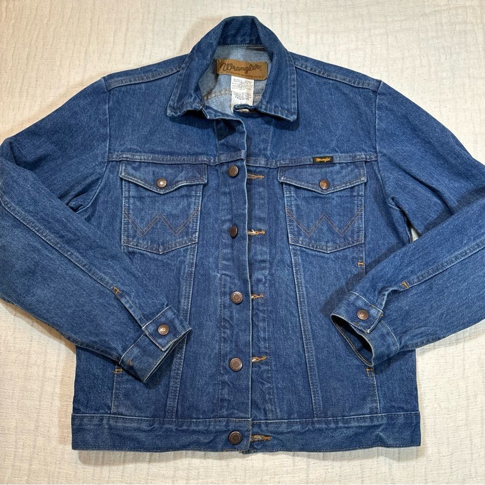 Wrangler Denim Jacket Mens Small Blue Authentic Western 74145PW Cowboy Trucker